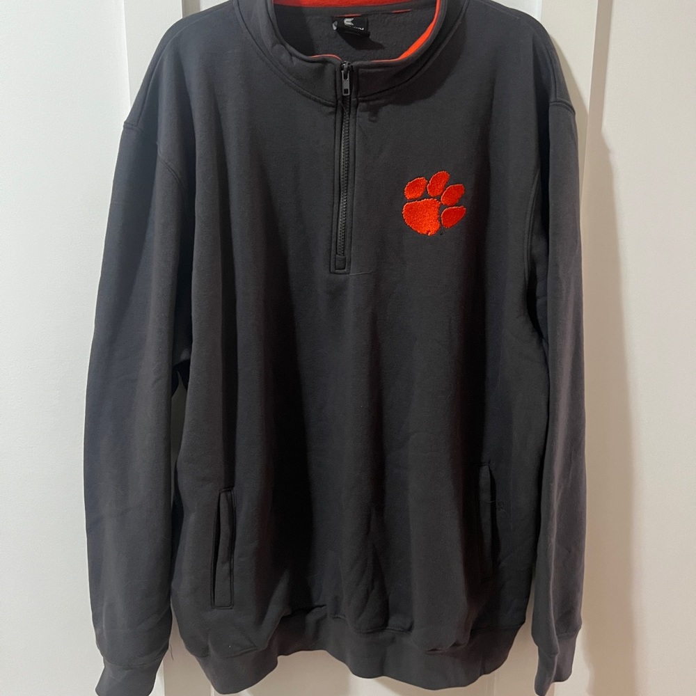 Clemson Charcoal Quarter-Zip Sweatshirt oversized Medium